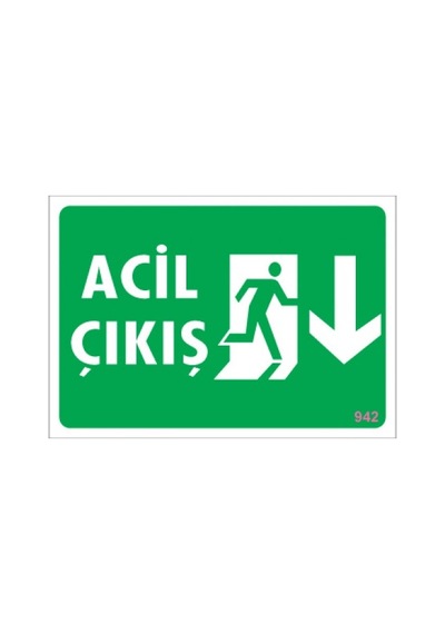 SÖNSAN UYARI LEVHALARI "ACİL ÇIKIŞ - AŞAĞI" PVC 17,5*25