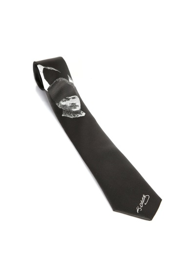 Gaffy Atatürk ve Imza Desenli Dokuma Siyah Kravat - Ak-13 Siyah