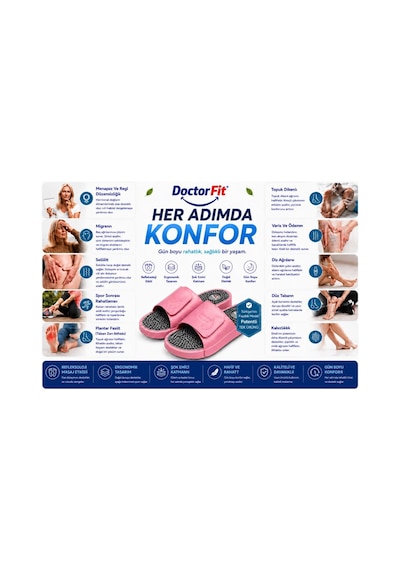 Doctor Fit Refleksoloji Rahatlatıcı,akapunktur Masaj Terliği Beyaz Bayan Terliği 39 Numara