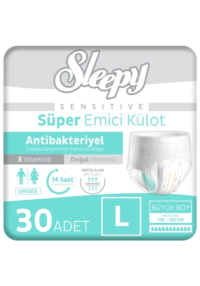 Sleepy Sensitive Antibakteriyel Emici Külot Large 30 Adet