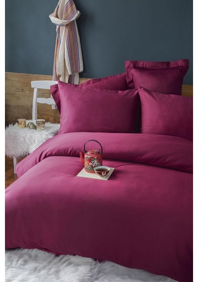Simply Bordo 210 Tc 83 Tel Pamuk Saten Nevresim Takımı Aile Seti Bordo