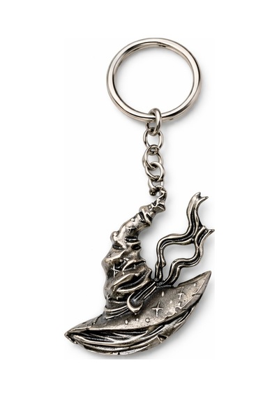 Mystic Witch Hat Şapka Figürlü Eskitme Gümüş Renk Metal Anahtarlık
