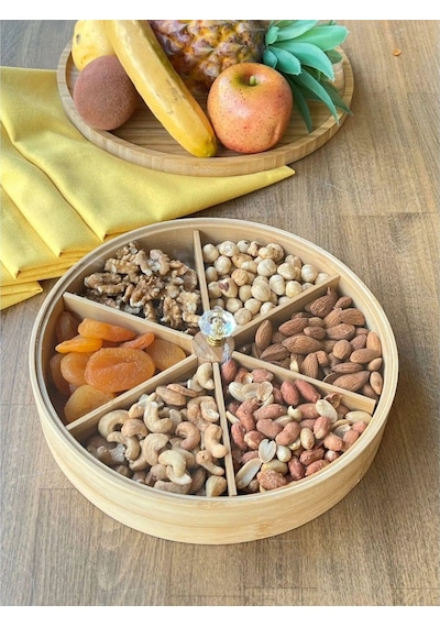 Bambu  6 Bölmeli Kahvaltılık & Çerezlik Akrilik Kapaklı 20 Cm