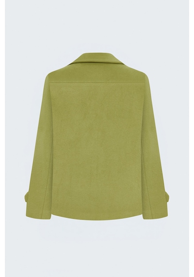 Sateen Kaşe Kısa Kaban - Yeşil-138088