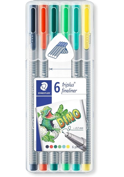 Staedtler 334 Sb6cs10 Triplus Fineliner Dino 0.3 Mm 6'lı Set Karı Çok Renkli