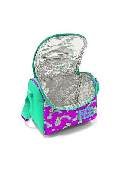Coral High Kids Pembe Su Yeşili Avokado Desenli Simli Thermo Beslenme Çantası 11855