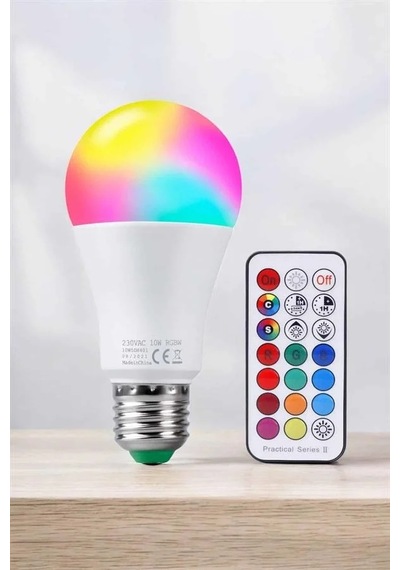 Renk Değiştirebilen Rgb Işıklı Led Ampul A+enerji 10 Watt Led Işık -15m