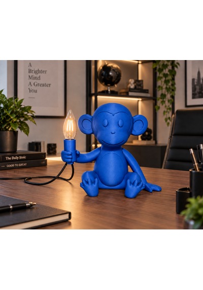 3dlab Moko 3d Baskı Maymun Figürlü Masa Lambası Mavi