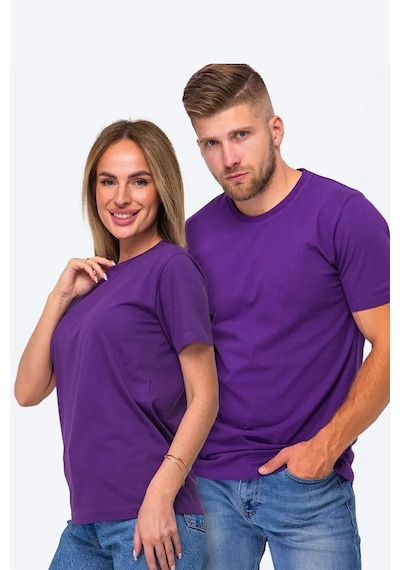 Uyguntarz Unisex Pamuklu Oversize Basic Tshirt Mor