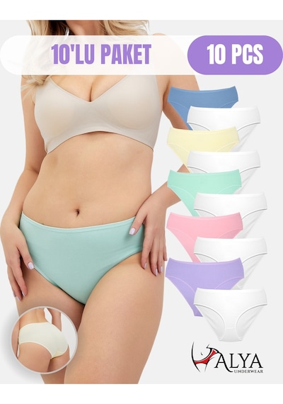 Alya Underwear Kadın Pamuklu Hipster - Slip Külot 5 Farklı Renk 1 Pakette Multicolor-x18