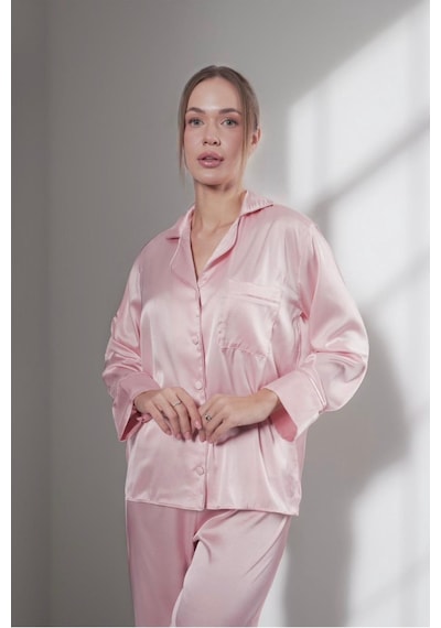 Gizotti Pudra Saten İkili Pijama Takımı L Pudra Gizotti Pudra Saten İkili Pijama Takımı L Pudra