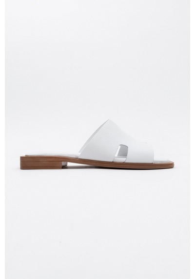 Luvishoes Luvi Shoes Jez Beyaz Cilt Hakiki Deri Kadın Terlik Beyaz