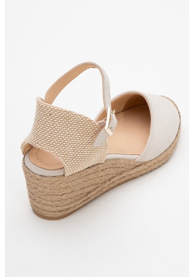 Luvishoes Luvi Shoes Aldea Bej Süet Hakiki Deri Kadın Dolgu Topuk Sandalet Süet Bej