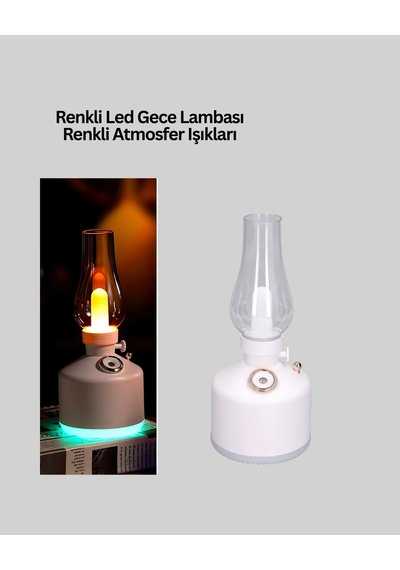 Hubrendy Tekno Renkli Led Işıklı Retro Gaz Lambası Aroma Terapi Mist Maker