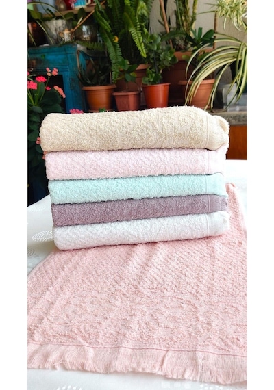 6'lı Set Çeyizlik Püsküllü Jakarlı Lüks Bukle Saçaklı Havlu Seti 30x50 Cm