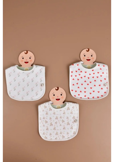 E&f Store Kız Bebek 3'lü Sıvı Geçirmez Mama Önlüğü Seti - Model 1 Çok Renkli