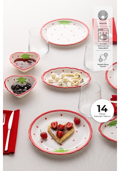 Emsan Loveberry 14 Parça 6 Kişilik Kahvaltı Takımı Kırmızı