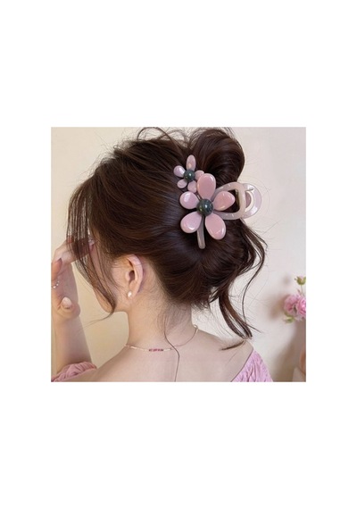 Çiçek Detaylı Büyük Mandal Saç Tokası - Pembe - 922386365 Pembe - 922386365 Pembe