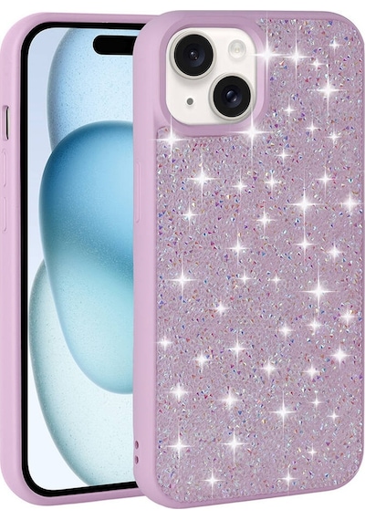 Apple Uyumlu iPhone 15 Plus Parlak Taşlı Tasarım Pırlanta Zore Kılıf-pembe Pembe