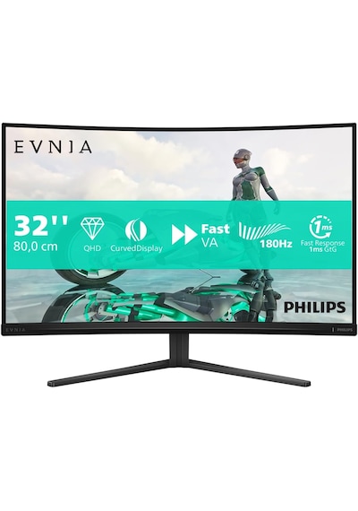 Philips Uyumlu  Evnia 31.5" 32m2c3500l 180hz 0.5ms 2k Qhd Kavisli Gaming Monitör