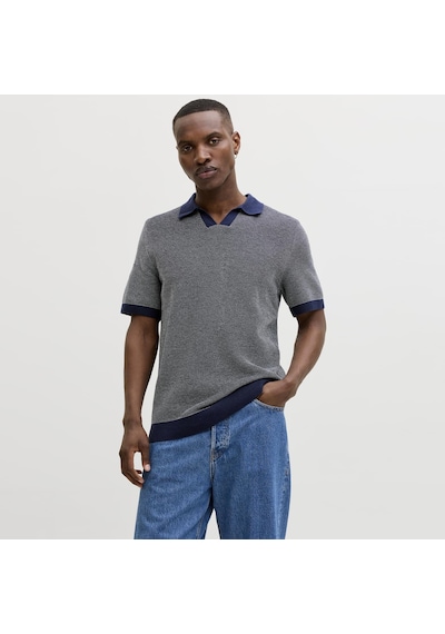 Jack & Jones Erkek Regular Fit Split Yaka Triko Tisört - Heaston - 12294733 Naval Academy