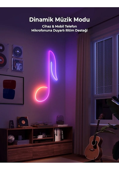 Sese Duyarlı Animasyonlu Rgb Kumandalı 5 Metre Neon Şerit Hortum Led Usb Ve App Uyumlu