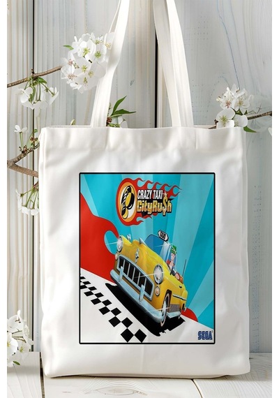 Art Hediye Crazy Taxi Oyun Baskılı Omuz Çanta Kişiye Özel Model 1 Çok Renkli