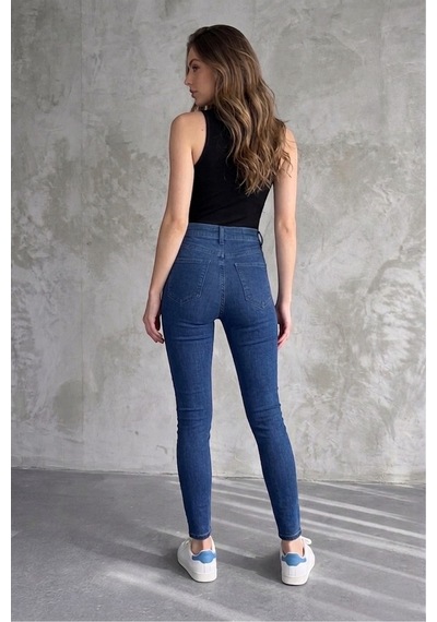 St.poll Likralı Yüksek Bel Skinny Fit Jeans Pantolon Mavi