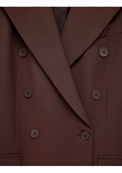 Koton Viskon Karışımlı Cepli Düğmeli Uzun Kollu Kruvaze Blazer Ceket Bordo 7wak50156uw