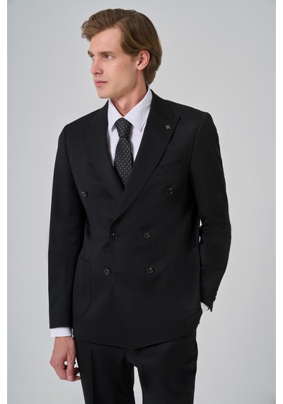 Morven Erkek Siyah Poliviskon Trend Düz Desen Slim Fit Sivri Yaka Kruvaze Takım Elbise 26ms001009001 Siyah Morven Erkek Siyah Poliviskon Trend Düz Desen Slim Fit Sivri Yaka Kruvaze Takım Elbise 26ms001009001 Siyah