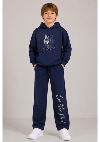Riccotarz Erkek Çocuk Önü Ve Arkası Kurt Çizim Baskılı Kapüşonlu Sweatshirt Lacivert Eşofman Takım Riccotarz Erkek Çocuk Önü Ve Arkası Kurt Çizim Baskılı Kapüşonlu Sweatshirt Lacivert Eşofman Takım