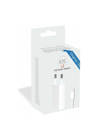Pdateknoloji Apple Uyumlu iOS 14 Usb Şarj Adaptör + Lightning Şarj Kablosu Beyaz A2118-2ın1 1 Adet