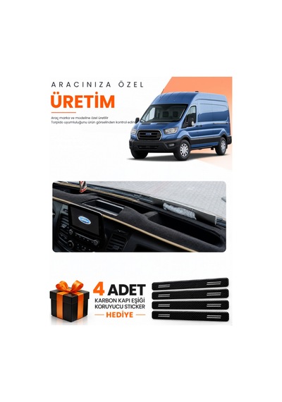 Ford Transit Tip 1 2020-2025 Uyumlu Torpido Koruma Örtüsü Oto Kılıfı - Siyah Bej