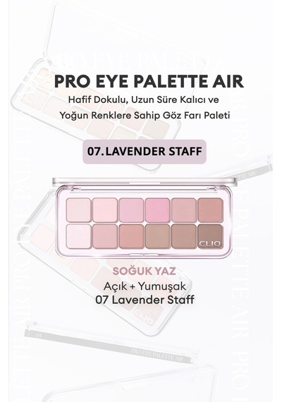 Hafif Dokulu Yoğun Renklere Sahip Göz Farı Paleti Clıo Pro Eye Palette Air 07 Lavender Staff 07