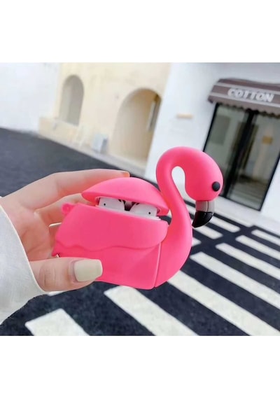 Apple Uyumlu iPhone 1/2. Nesil  Koruyucu Bluetooth Kulaklık Kılıfı Figürlü Filamingo Airpods 1/2. Nesil