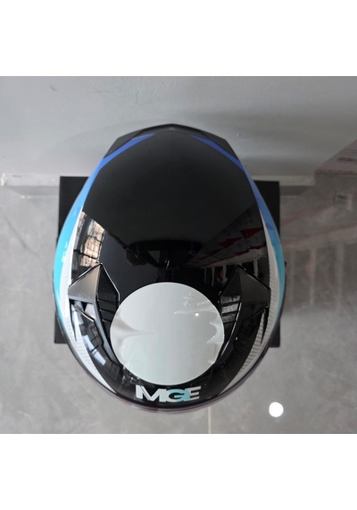 Çenesiz Kask Jk528-1 Mge Vizörlü Parlak Siyah Mavi L Siyah - Beyaz - Mavi