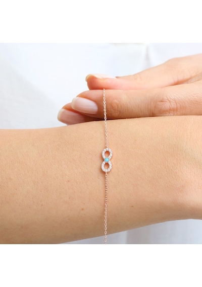 Mia Vento Firuze Detay Işıltılı Sonsuzluk Rose Renk İkili Gümüş Set
