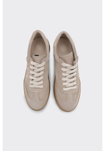 Derinet Hakiki Deri Comfort Taban Kadın Sneaker Bej Süet Bej Süet