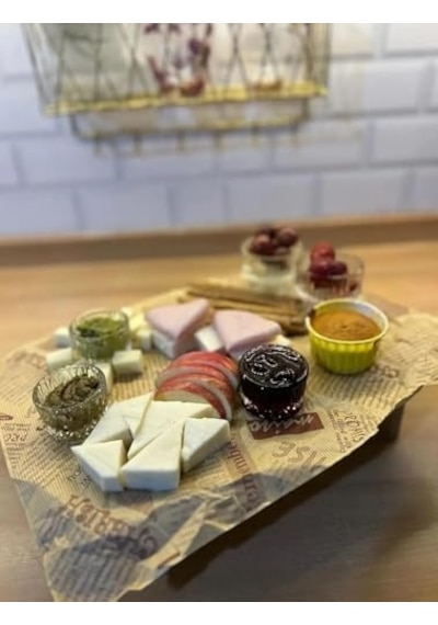 Vintage Gazete Desenli Yağlı Kağıt 50 Adet Kendinden Desenli Mutfak Sunum Ve Sarma Kağıdı, Ekmek, Sandviç Ve Fast Food Paketleme Kağıdı-yağlı Kağıt 50
