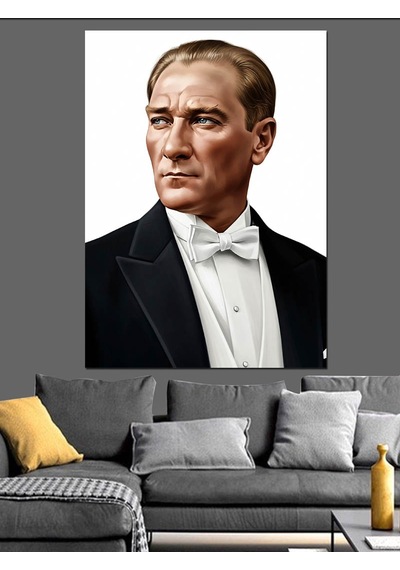 Smokinli Atatürk Portre Fotoğrafı Dekoratif Kanvas - Mdf Ahşap Tablo