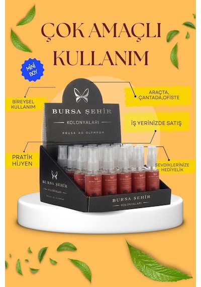 Bursa Şehir Kolonyaları, 20'li İznik Bahçeleri Kolonyası, Mini Set, Sprey Başlıklı