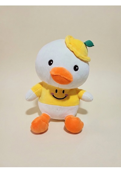 Peluş Oturan Ördek 35 Cm Sarı-beyaz-turuncu