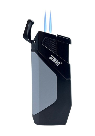 Zorro Çift Torch Pürmüz Puro Çakmağı - Açık Gri