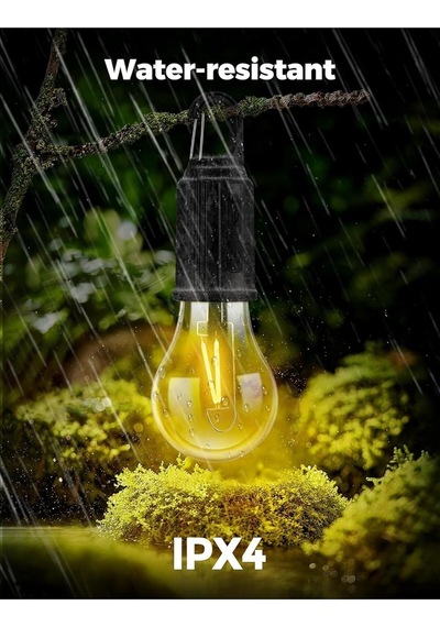 Menfry Taşınabilir Şarjlı Led Ampül Outdoor Kamp Bahçe Lambası 10w Askılı Kırılmaz Led Işık Sarı Genel