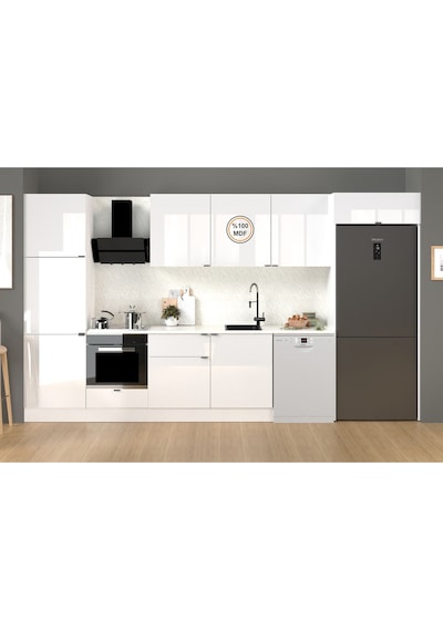 380 Cm %100 Mdf Tezgahlı Efil Ankastre Mutfak Dolabı Beyaz 380 Cm %100 Mdf Tezgahlı Efil Ankastre Mutfak Dolabı Beyaz