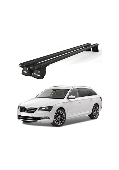 Trio-ı Skoda Superb Kombi 2015 Ve Sonrası Uyumlu Siyah Kilitli Ara Atkı 120cm Port Bagaj Tavan Barı