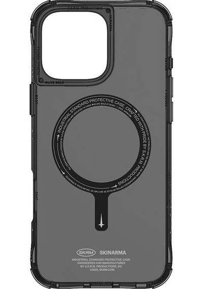 Apple iPhone 16 Pro Max Uyumlu Kılıf Magsafe Şarj Özellikli Şeffaf Airbag Tasarımlı Skinarma Saido Siyah