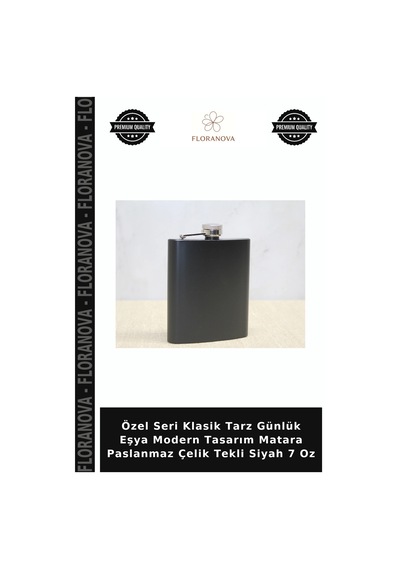 Özel Seri Klasik Tarz Günlük Eşya Modern Tasarım Matara Paslanmaz Çelik Tekli Siyah 7 Oz
