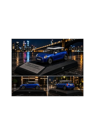Mini Cooper New Mini Hatch 1:32 Ölçek Diecast Model Araba Çek Bırak Mini Cooper Mavi Özel Standlı