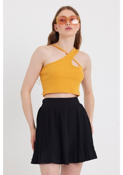 Quhox Kadın Askılı Crop Kaşkorse Sarı